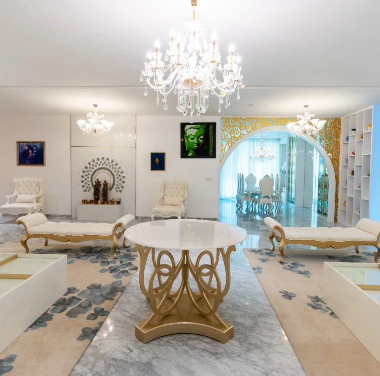 A light-filled Luxe Habitat interior at dusk