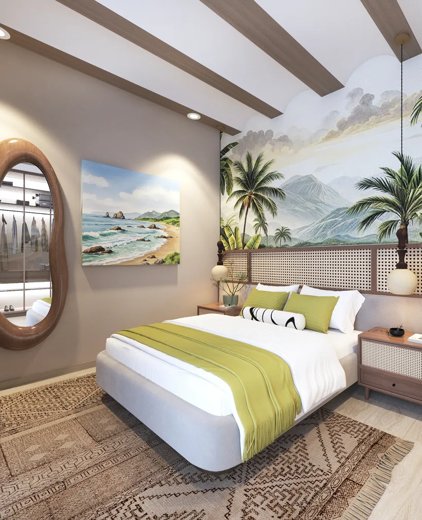 A light-filled Luxe Habitat interior at dusk
