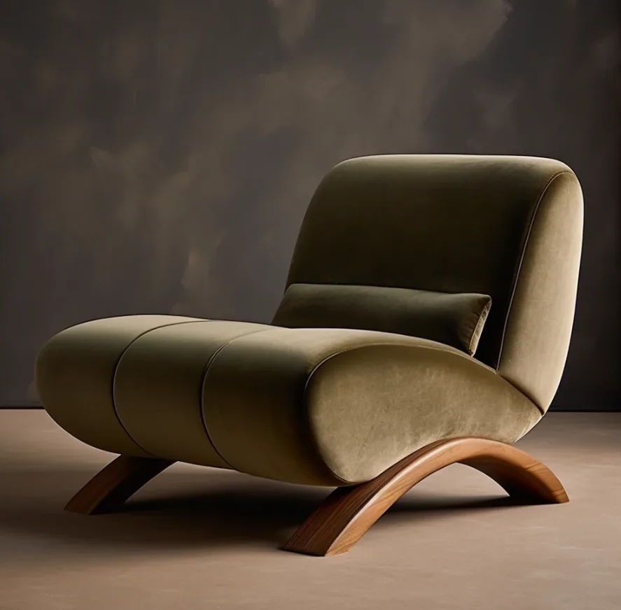 Elmwood Velvet Camel Chair